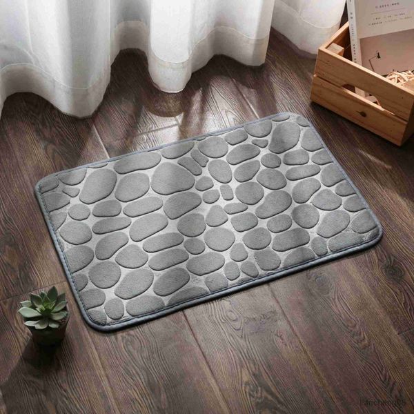 Tappeti Zerbino in ciottoli Memory Foam Tappetino da bagno in rilievo Tappeto da bagno assorbente Tappetino antiscivolo per vasca da bagno Tappeto laterale Tappeti R230718