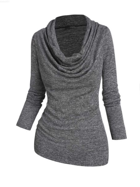 Женские свитера Heather Pulver Cowl Neck Draped Casual с длинным рукава