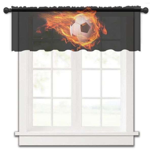 Vorhang, Flamme, Fußball, Sport, Tüll, Küche, kleines Fenster, Volant, transparent, kurz, Schlafzimmer, Wohnzimmer, Heimdekoration, Voile-Vorhänge