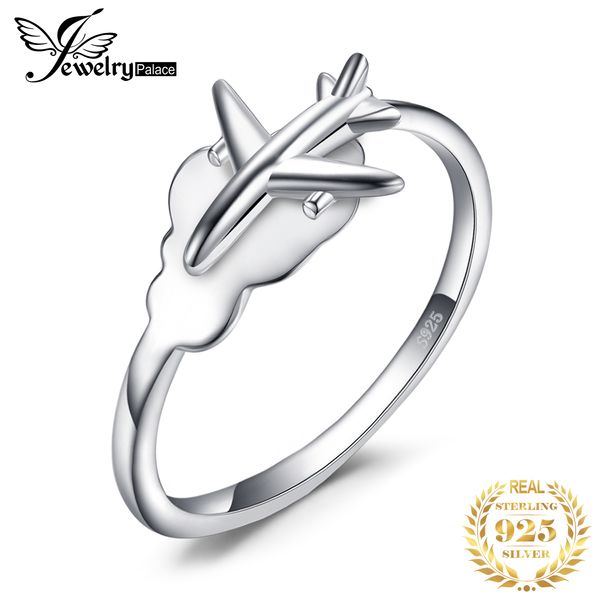 JewelryPalace Flugzeug-Ring aus 925er-Sterlingsilber, offen, verstellbar, stapelbar, modische Ringe für Damen, Gelbgold, Roségold vergoldet