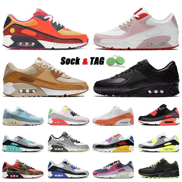 90s Running Shoes Designer Mens Womens 90 SE Triplo Preto Couro Branco Camo Creme Terrascape Rosa Azul Cinza Infared Futura Verde Bege Marrom Sneaker Dhgate Trainer