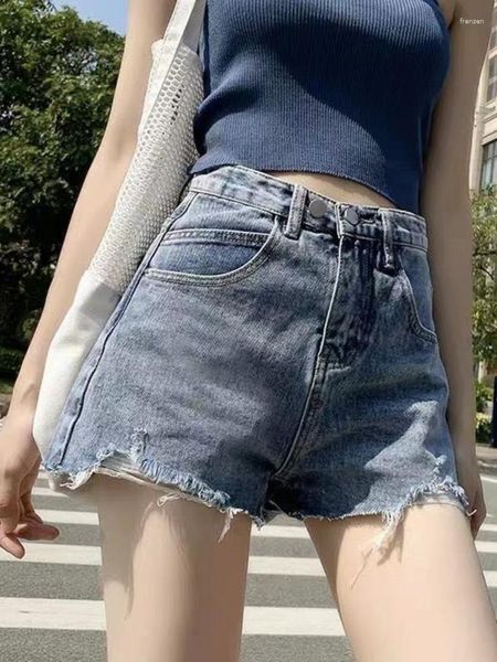 Женские шорты Summer Fashion Solid Colors Hole Короткие джинсы корейская версия простота кнопка женщин высокая талия