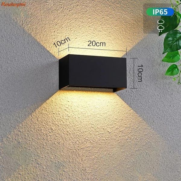 Luminária de parede LED à prova d'água 12W Lâmpadas cor preto/branco IP65 Iluminação interna ao ar livre Luz de alumínio Arandela