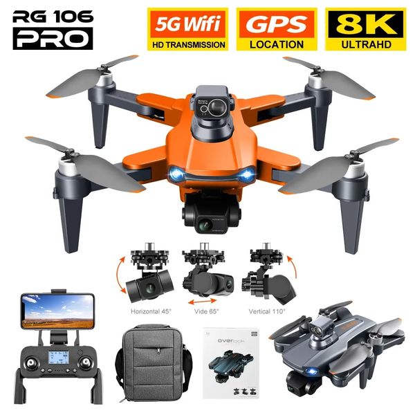 RG106 MAX RG106 Pro Drone 8K Profesional GPS 3km çift kameralı 3km quadcopter 3 eksenli gimbal fırçasız RC dron fpv oyuncakları