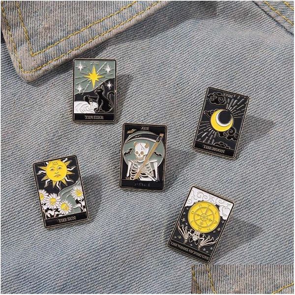 Pins Broches Criativo Na Moda Desenhos Animados Black Snake Tarot Oil Drop Lapel Broche Distintivo Pin Saco Denim Presente Homens Mulheres Moda Jóias De Dhydn