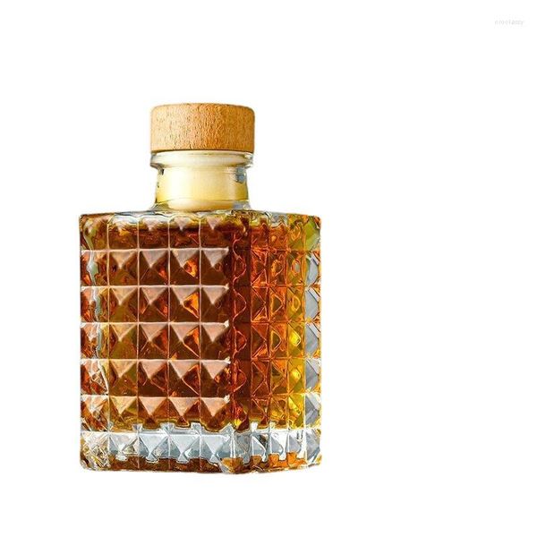Stoviglie X60 Wine Pot 100ml Volume Bottiglia di vetro diamante Barattolo di miele con coperchio in sughero in legno per cucina domestica