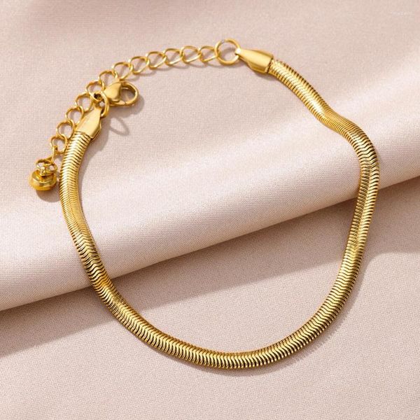 Cavigliera spessa catena a serpente per donna Bracciale alla caviglia in acciaio inossidabile color oro Gioielli piede femminile