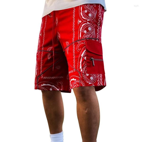Мужские шорты Винтажный график для мужчин летние модные карманы для застежки-застежки для грузовой уличной одежды Мужская одежда.