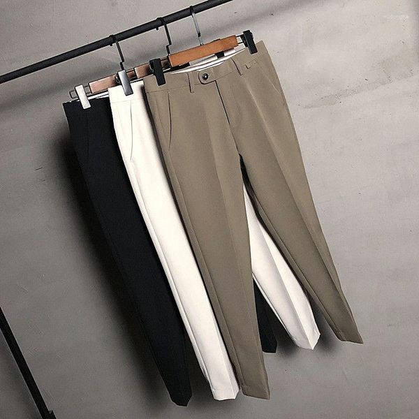 Abiti da uomo Pantaloni da uomo in stile britannico Pantaloni da uomo slim Piedi elasticizzati Business Formale Lavoro Matrimonio Casual Abbigliamento maschile di marca A129