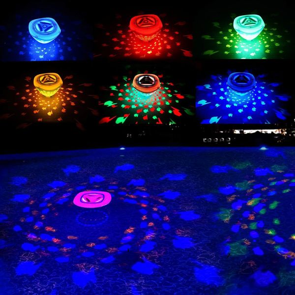 Decorações de jardim Luzes flutuantes para piscina à prova d'água colorida Lagoa submersível operada por bateria Banheira Fonte de spa Projetor Presentes para crianças 230717