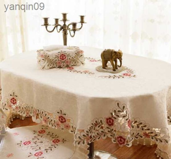 Big size Oval hand made embroidered table cloth High quality table cover chinese embroidered tablecloths wedding table cloth L230626