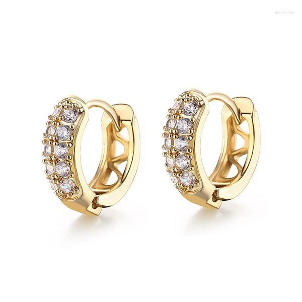 Stud Küpe 2023 Altın Renkli Hoop Charm Kadınlar Çift Sıralı Zirkon Kristal Düğün Mücevherleri