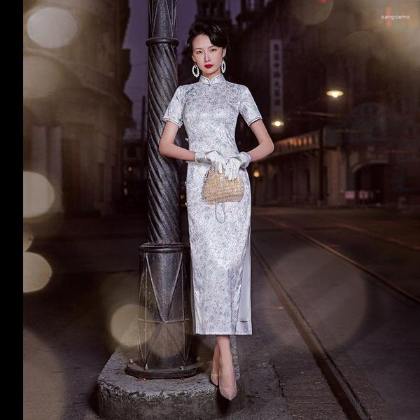 Etnische Kleding Zomer Vrouwen Zijde Vintage Chinese Stijl Traditionele Qipao Avondjurk Plus Size Cosplay Elegante Cheongsam Jurken