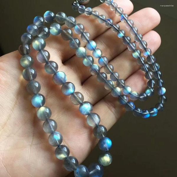 Ketten Natürliche Labradorit Halskette Für Frauen Männer Geschenk Blau Licht Mondstein Edelstein Kristall Energie Perlen Stein Schmuck 5-14mm