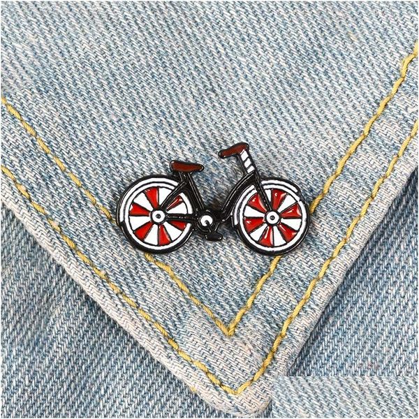 Булавки броши с красной велосипедной эмалевой булавкой мультфильм велосипедные значки броши в ладель -джинсовый джинсы рубашка воротнич