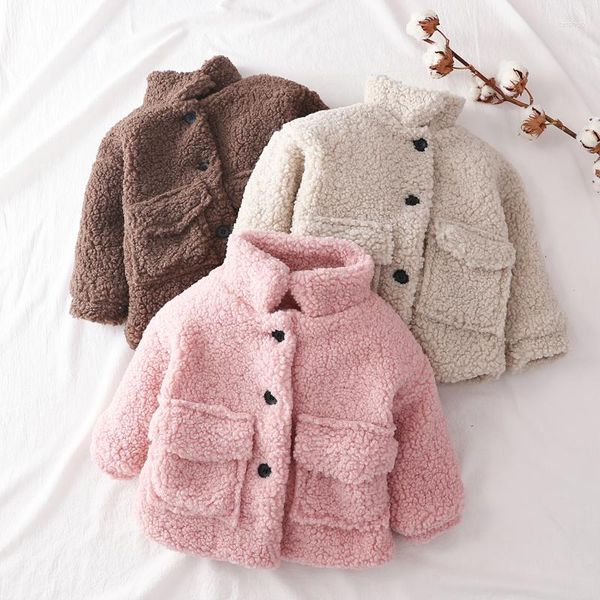 Piumino moda bambina ragazzo giacca invernale spessa lana di agnello neonato bambino caldo pecora come outwear cotone 1-8 anni