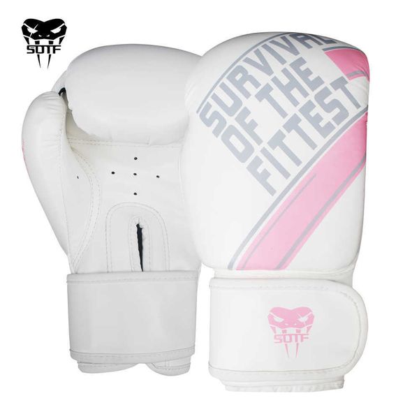 Equipaggiamento protettivo SOTF Venomous snake bianco MMA Guantoni da boxe muay thai kickboxing guanto da combattimento Tiger Muay Thai Sanda pad box guanti Uomo Donna HKD230718