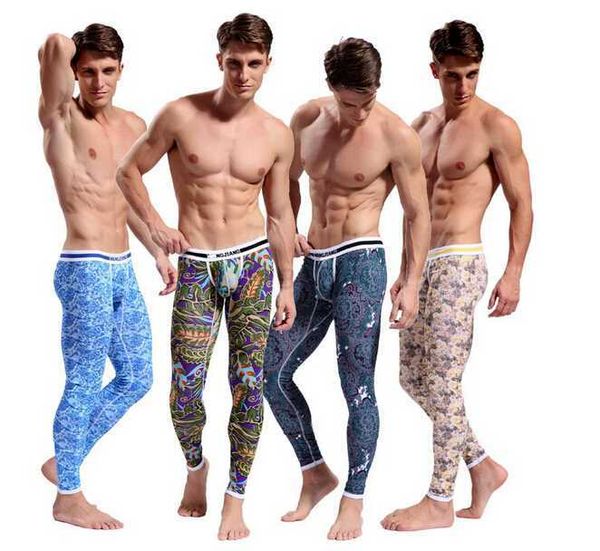 Intimo termico da uomo Intimo termico da uomo Mutande lunghe Pantaloni termici Abbigliamento caldo Pantaloni da uomo Pigiama in cotone Boemia Bottoms Body Keep Zentai Leggings 4 colori