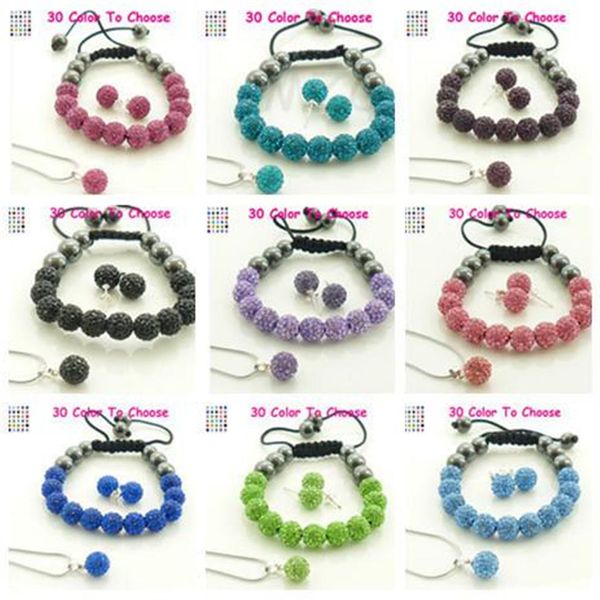 10 Pz / lotto 10mm cristallo argilla slae nuovo arrivo discoteca perline strass shamballa set bracciale collana borchie orecchini gioielli set u277k