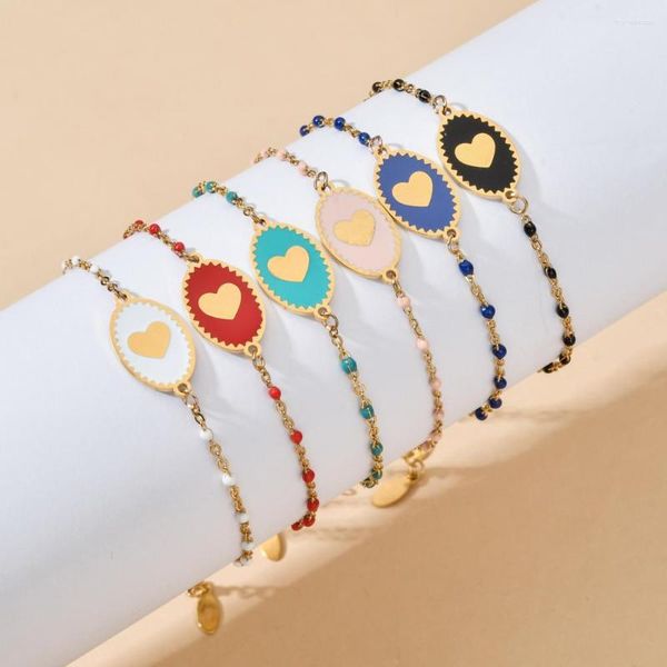 Charm Bracelets ZMZY Estilo Francês Moda Esmalte Coração Bangles Para Mulheres Design Simples Corrente Mão Jóias