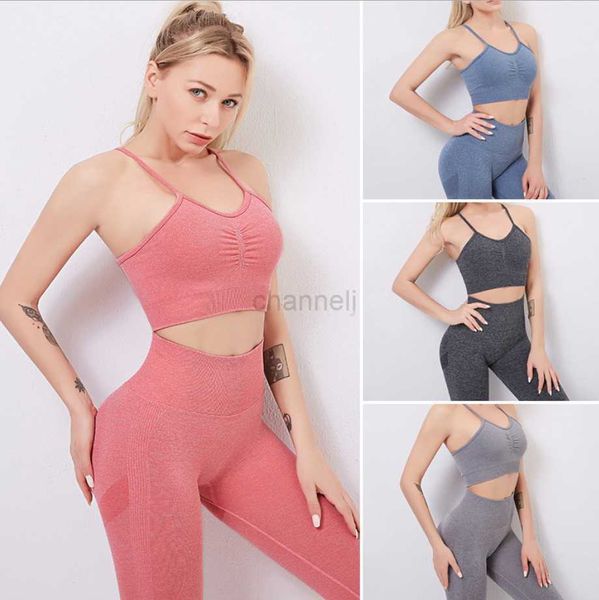 Tute da donna 1/2 / PCS Set da palestra senza cuciture Donna Yoga Allenamento Abbigliamento fitness Leggings push-up Crop Top Reggiseno Abbigliamento sportivo Tute Tuta da corsachanneli0717