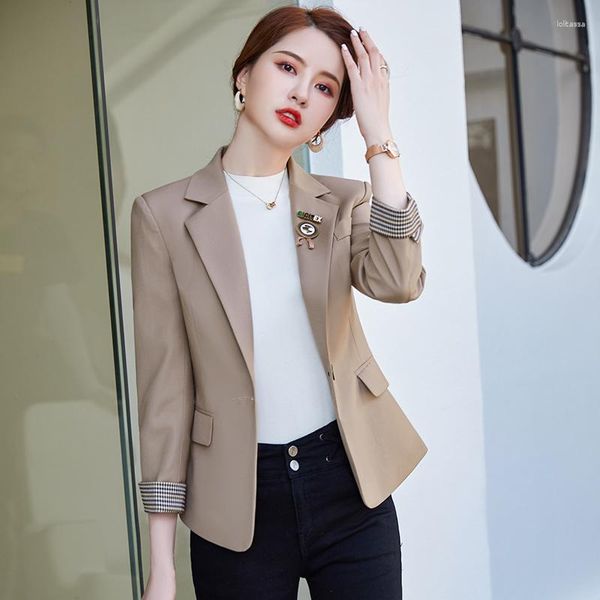 Damenanzüge 2023 Jacke Mode Taschen Slim Soild Mantel OL Stile Herbst Winter Blazer für Frauen Business Arbeit Blaser Outwear Tops