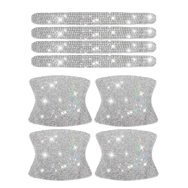 8PCS Set Universal Diamant Auto Türgriff Aufkleber Schutz Bling Auto Zubehör Für Mädchen Frau Dekoration245y