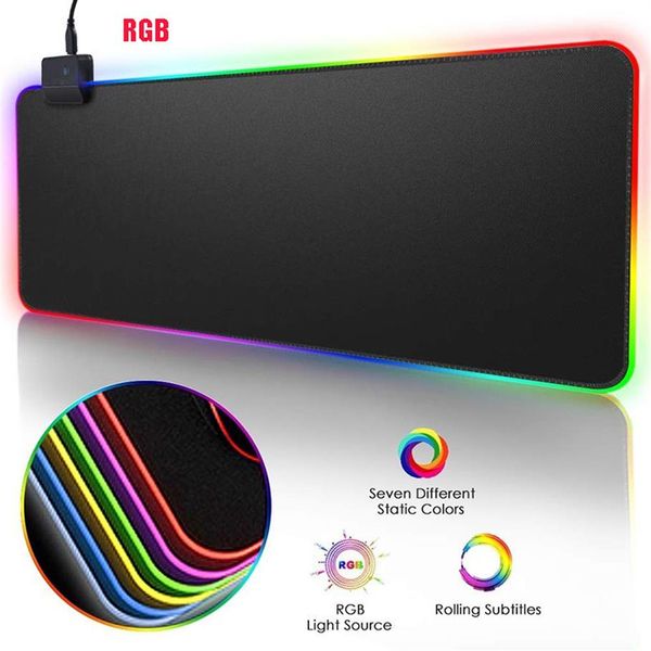 350 250 мм RGB Gaming Pad Mouse Pad Большой мышиной накладки Gamer светодиодный Mousepad Mouse Mouse Mouse с ковром для подсветки для клавиатуры M301K