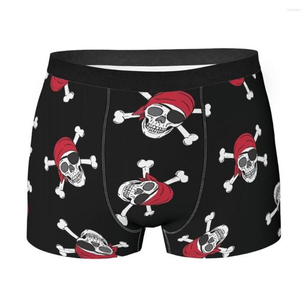 Cueca Pirate Skulls Bandanas BlackSkull StyleUnderpants Homme Calcinha Cueca Masculina Shorts Estampados Cueca Boxer