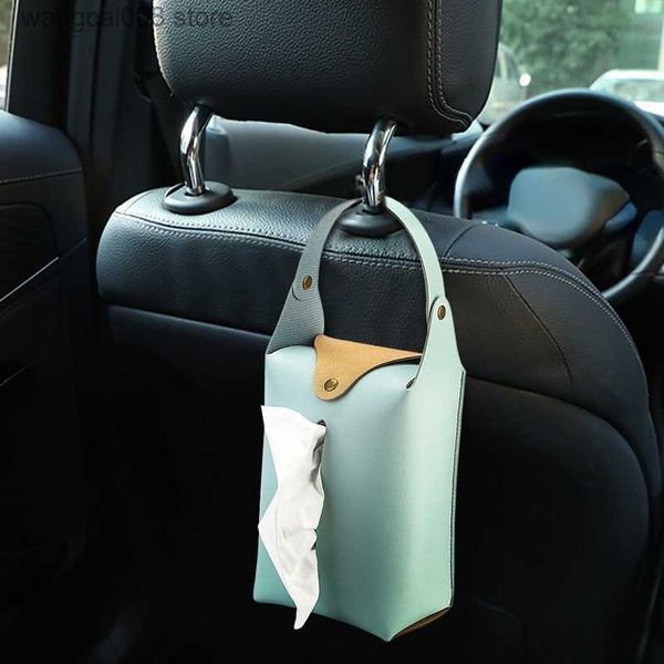 Scatola del tessuto per auto Poggiatesta per auto Porta fazzoletti Carta per asciugamani in pelle Borsa per camion Borsa per viaggi di famiglia Organizzatore Decor Decorazione per veicoli T230718