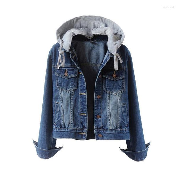 Kadın Ceketleri Kadın Denim Kapşonlu Ceket Ceket Bahar Sonbahar Kore Gevşek Bayanlar Kot Passacılık Kadın Dış Giyim Kısa Üstler J159