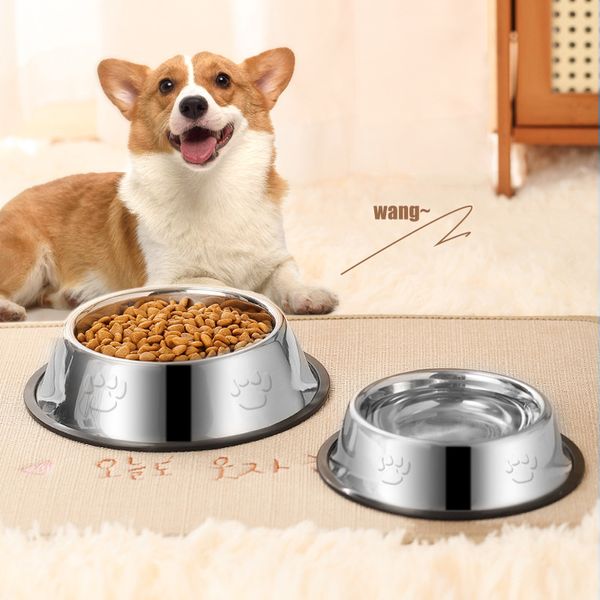 Temel Çelik Köpek Kaseleri, Köpek Yemekleri 8oz 12oz 18oz 28oz 48oz, Cat Bowl Suyu ve küçük/orta/büyük köpekler için kauçuk tabanlı yiyecek, kediler, köpek tavşanı ve yavru kedi