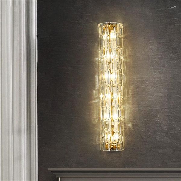 Lampada da parete OUFULA Postmodern Crystal Lights Gold LED Luxury Brass Modern Bedroom Fixtures Appliques Decoration