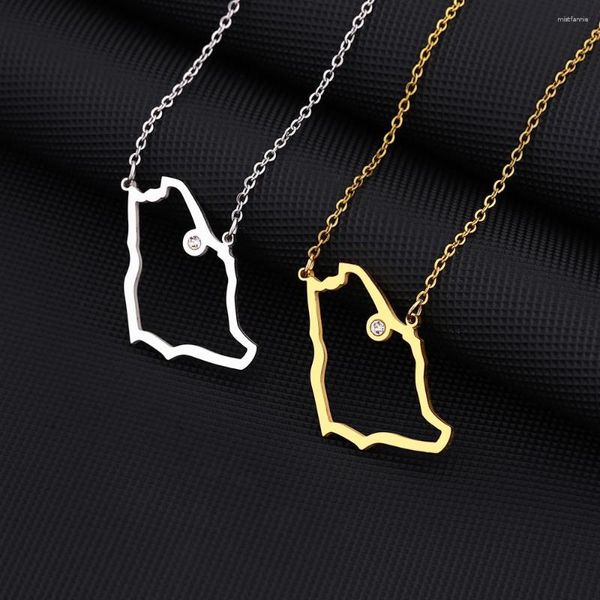 Подвесные ожерелья мода Саудовская Аравия Карта ожерелье для женщин девушки золотой серебряный цвет шарм из нержавеющей стали Ювелирные изделия