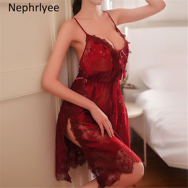 Сексуальная пижама сексуальное кружевное ночное платье V-образное петля для сна, ночная рукавочная рукавочная ночная ночная одежда. Летняя домашняя одежда SLP00305 230718