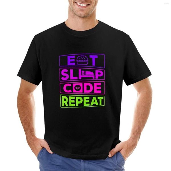 Polos Masculinos Programação Eat Sleep Code Repeat Gift For Geek Programmer T-Shirt Custom T Shirt Custom Clothing Men Clothing