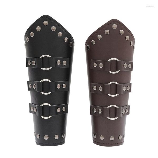 Fingerlose Handschuhe MXMB mittelalterliche Ritter-Armbänder Vintage-Stil Handgelenkschutz für Männer Radfahren verstellbar
