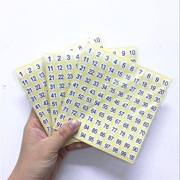 Confezione da 15 fogli 1 cm rotondo Adesivo numeri da 1-100 ogni confezione di carta etichetta adesiva autoadesiva stampata NO adesivo shippin2400