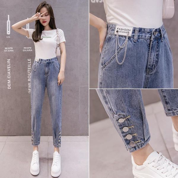 Jeans Harem da donna Pantaloni a vita alta Femmina Daddy 2023 Spring Straight Loose Nove punti Beam Mother