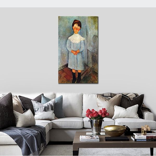 Amedeo Modigliani Figure Canvas Art Handmade Little Girl in Blue Dipinti ad olio per l'arredamento moderno dell'appartamento