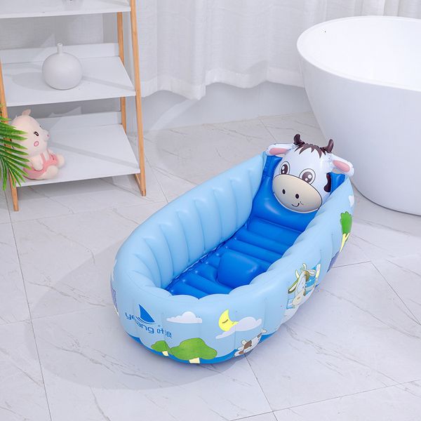 Banheira Assentos HappyFlute Baby Swimming BathTub Kids Portable Outdoor Inflatable Pool Children Animal Print Banheira borns 230718