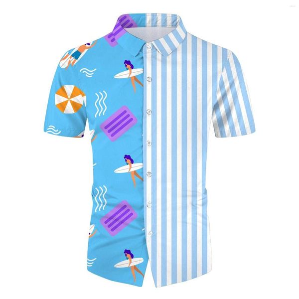 Conjunto de camisas sociais masculinas 2023 verão casual moda praia tropical havaiana botão-up estampado camisa de manga curta shorts camisa vintage