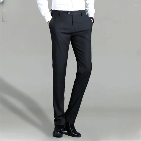 Abiti da uomo 2023 Primavera Stretch Bianco Tinta unita Stile classico Pantaloni morbidi slim fit Pantaloni casual da uomo di marca A30