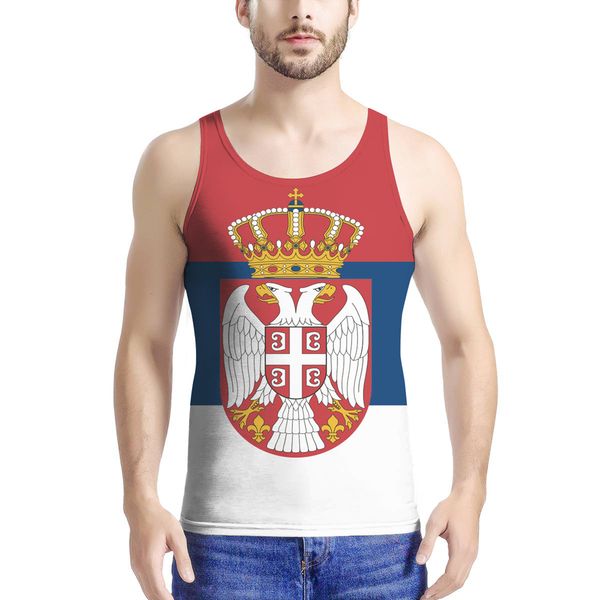 Sérvia Free Custom Made Name Number Team Logo Srbija Tank Tops Srb Country Travel Srpski Nation Serbien Flag Print Photo Clothes