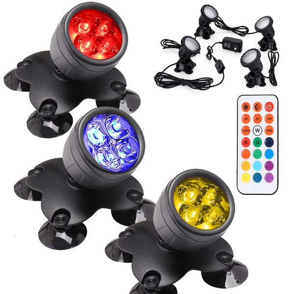 Decorações de jardim LED luzes subaquáticas Lâmpada à prova d'água RGB 36leds Spot Light para piscina Fontes Lagoa Água Aquário 230717