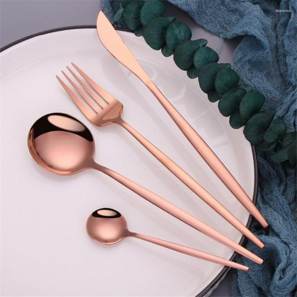 Geschirr Sets Besteck Set Rose Gold 18/10 Edelstahl Messer Gabel Löffel Küche Geschirr Besteck Großhandel