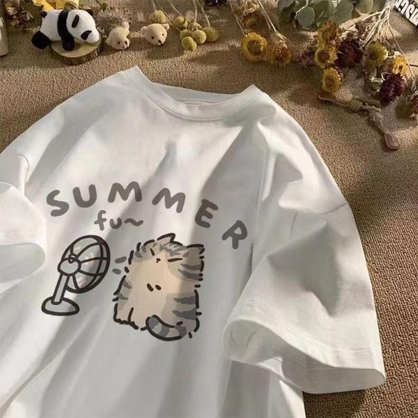 Camisetas masculinas de manga curta de algodão estampadas engraçadas coreanas verão decote em bico street camiseta masculina