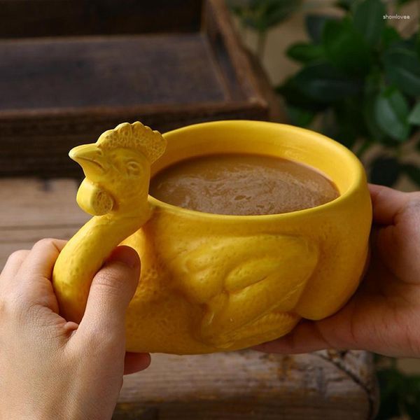 Tigelas Cerâmica Weird Cup Strange 220ml 3D Chicken Funny Mug Em relevo Água Para Chá Café Leite E Outras Bebidas