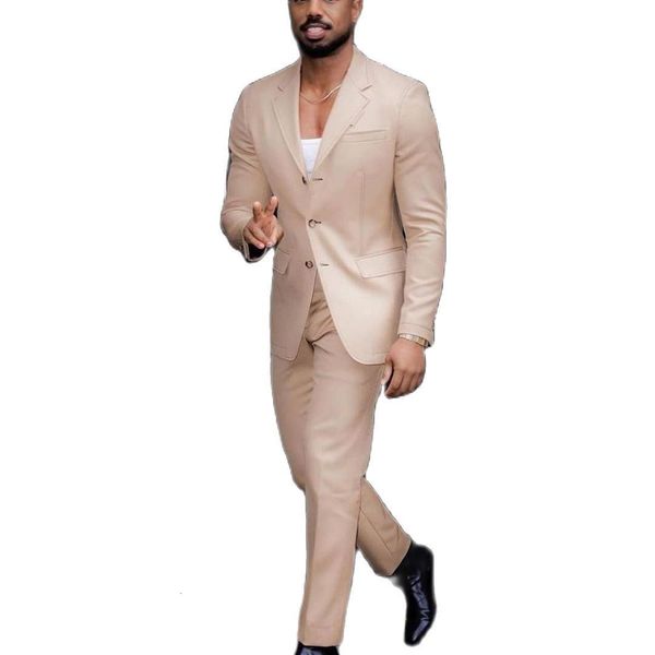 Abiti da uomo Blazer Tuxedo per uomo Beige Tre bottoni Slim Fit Uomo Abiti da sera da sposa Cappotto Pant Design Ultimo sposo personalizzato 2 pezzi 230718