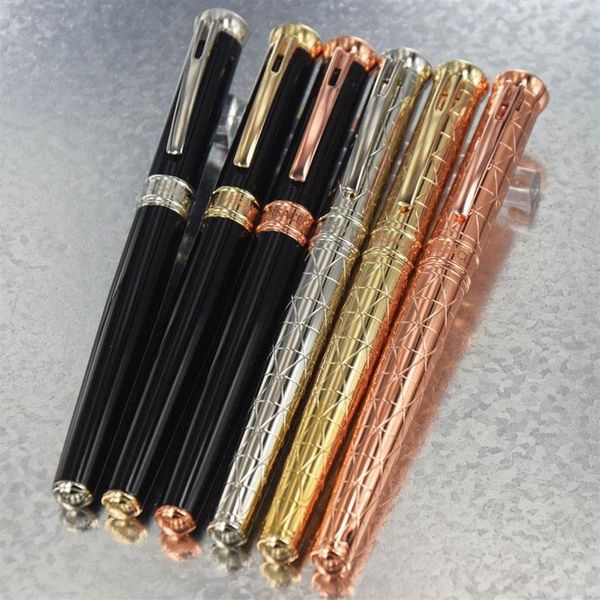 6 colori penna roller di alta qualità trama classica motivo a triangolo liscio barile nero cancelleria di lusso ricariche regalo peluche Po297q
